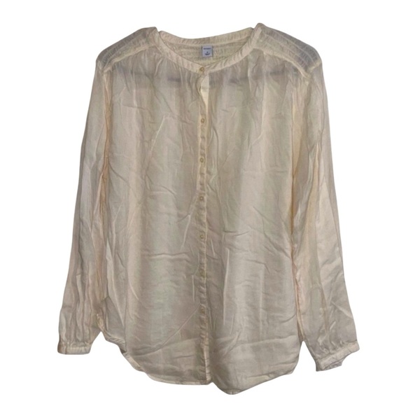 🌹OLD NAVY CREAM LONG SLEEVE BUTTON DOWN SHIRT - Picture 1 of 4